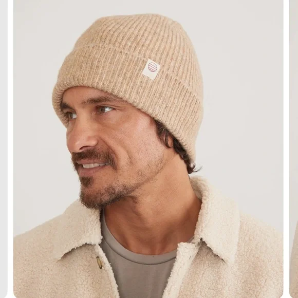 Marine Layer Porter Knit Beanie in Camel - Picture 5 of 5